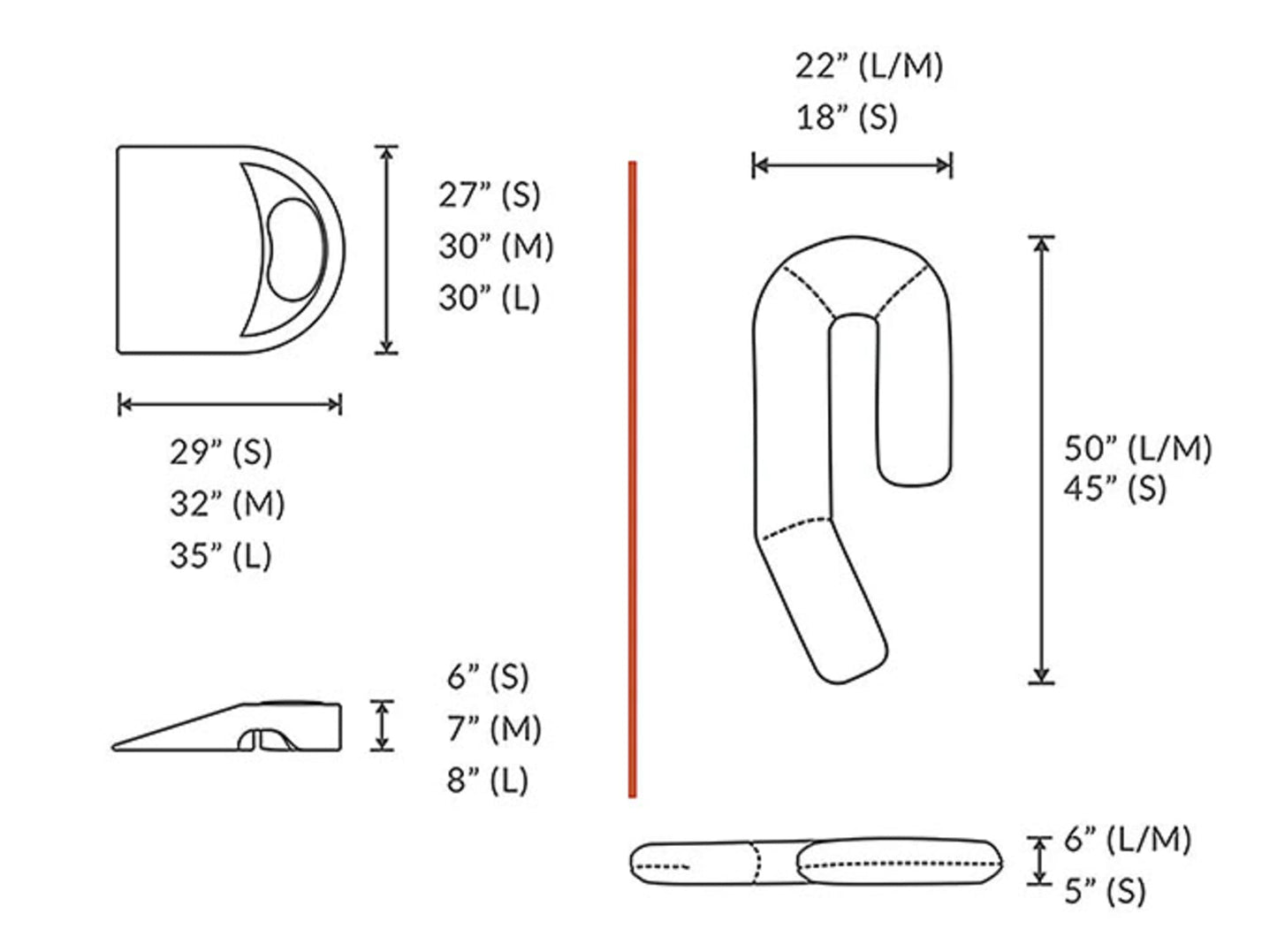 Detailed product dimensions for MedCline Acid Reflux Relief System for optimal fit and comfort