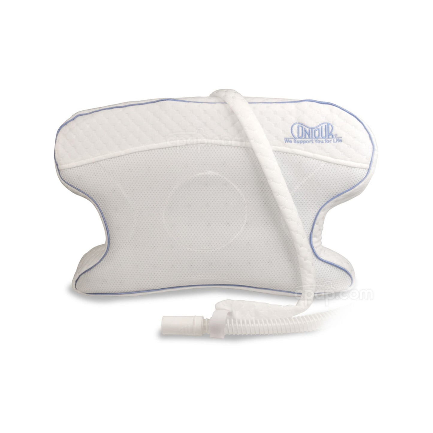 CPAP Max 2.0 Pillow - Showing the Cooling 3D Mesh Side of the Pillow and CPAP Tube (CPAP Tube Not Included)