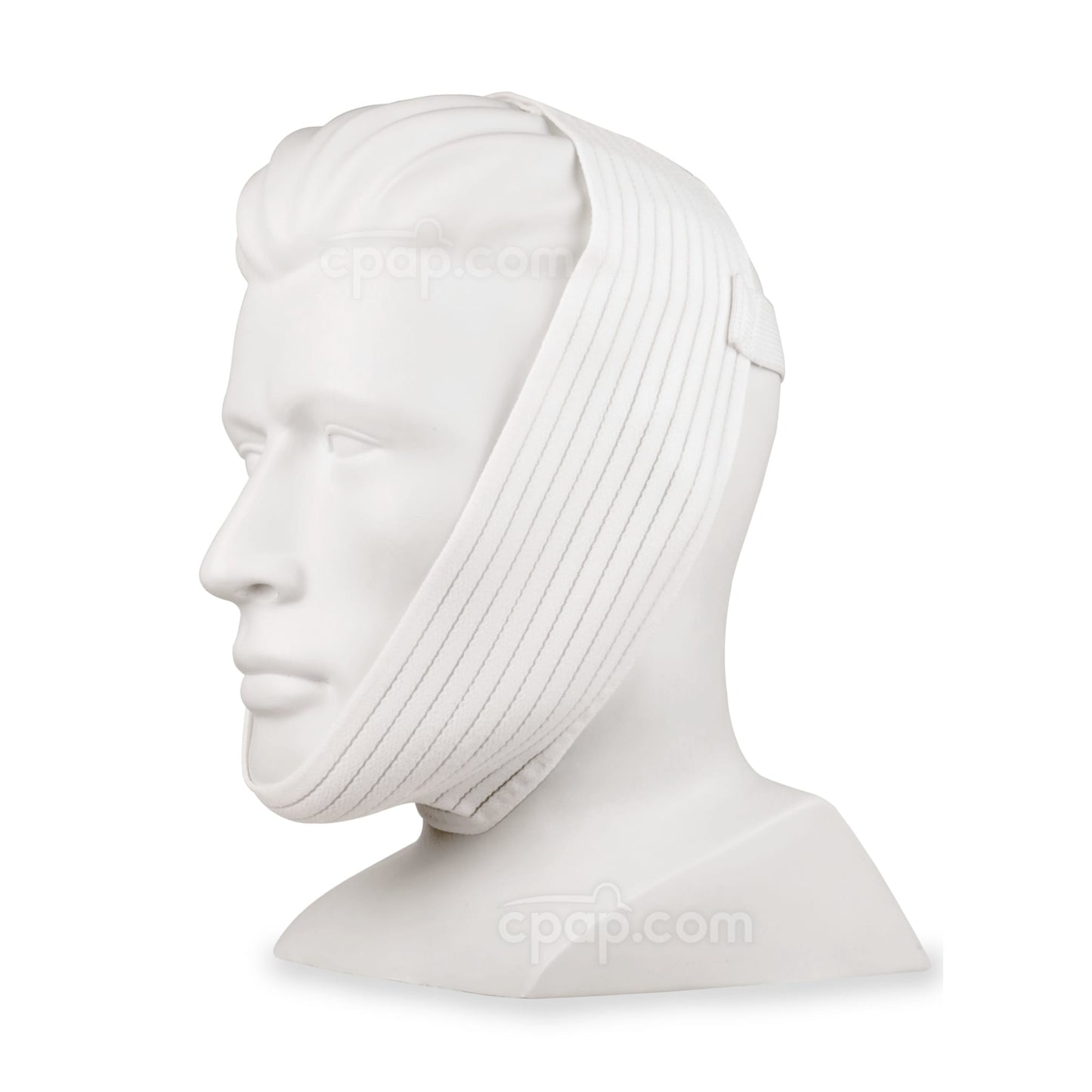 Respironics Deluxe-Style Chinstrap - Side View with Strap Sewn to the Fabric (Mannequin Not Included)