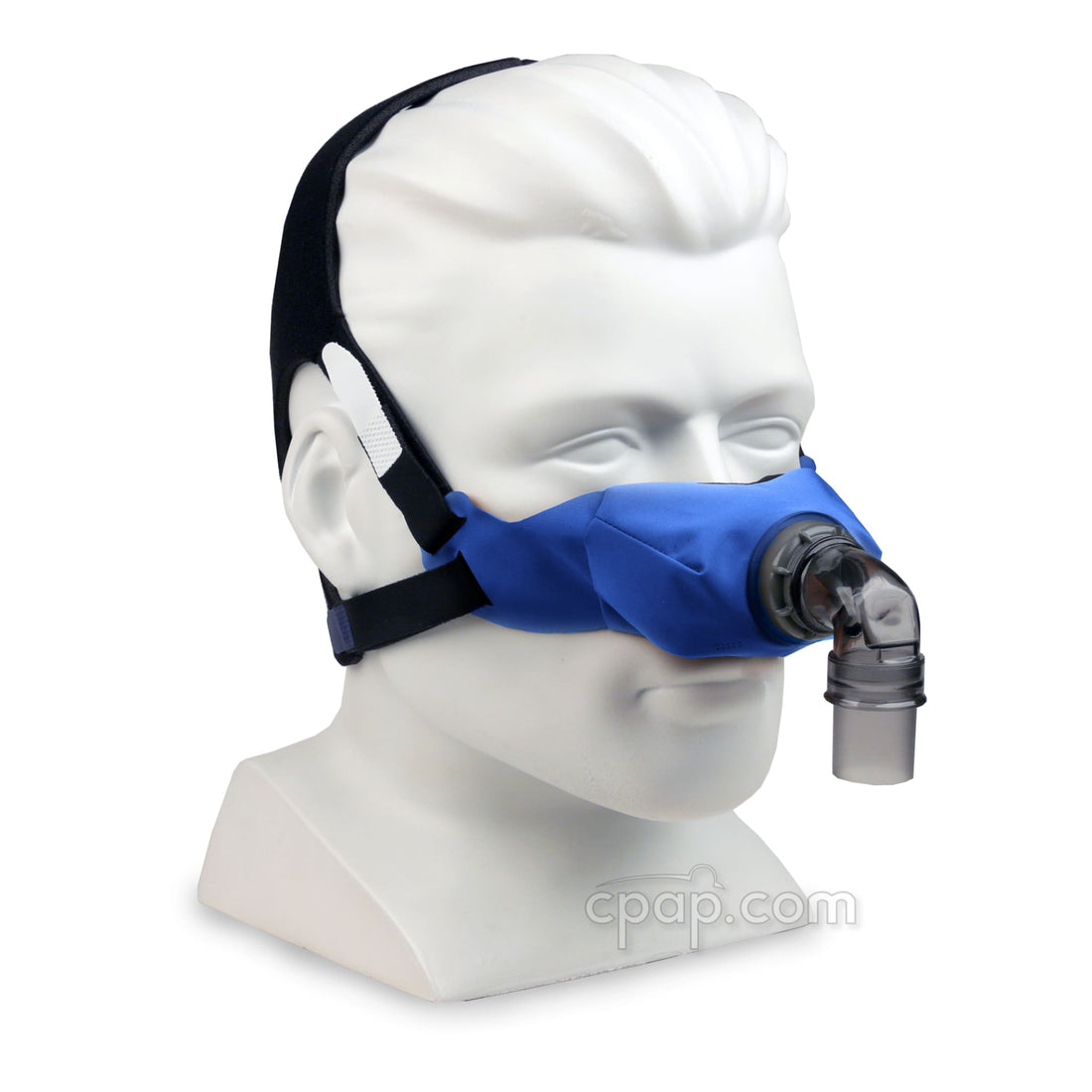 SleepWeaver Elan Soft Cloth Nasal Mask Angled Front (Shown on mannequin - not included)