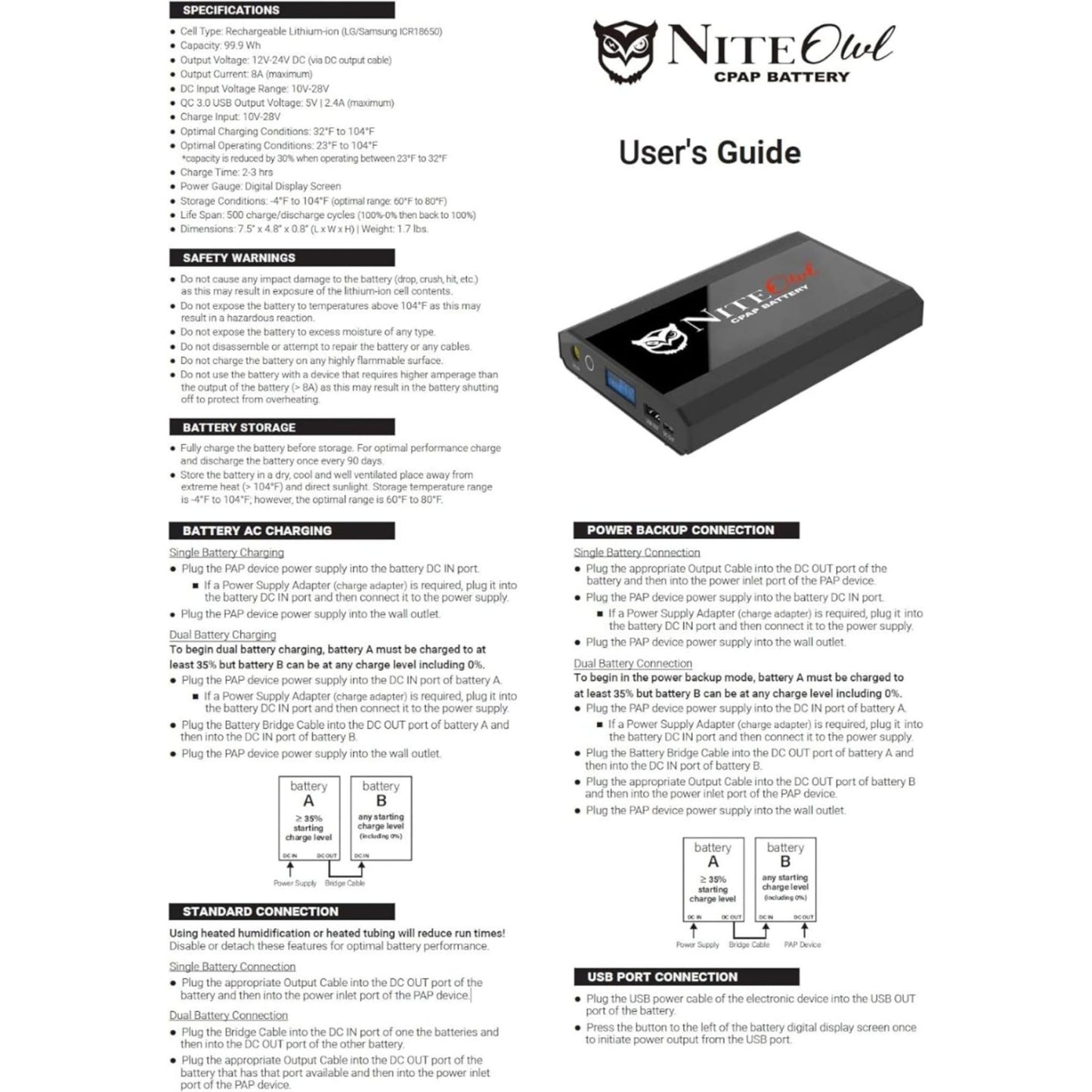 Product image for NiteOwl Single CPAP Battery Kit - Thumbnail Image #8