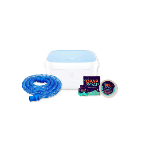 paptizer cleaning bundle includes: Paptizer cleaner, Healthy Hose Pro Antimicrobial Tubing, and CPAP soap