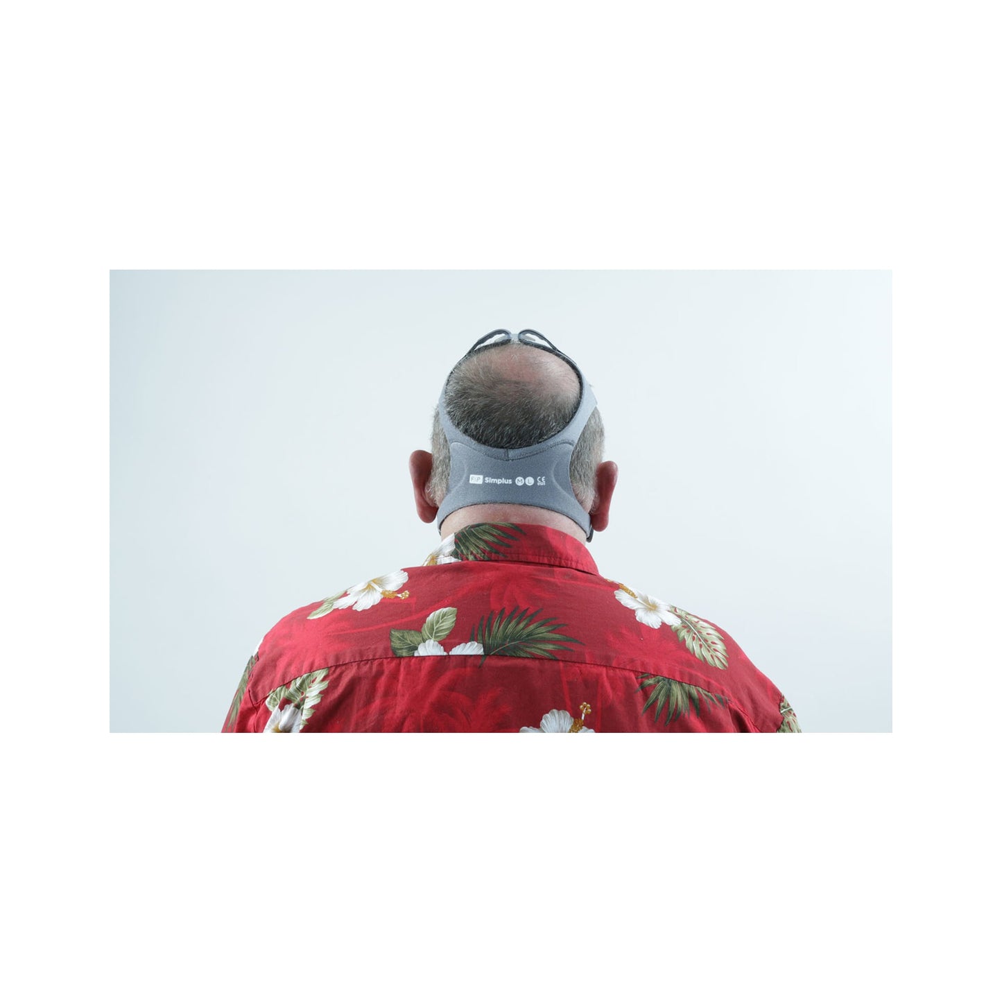 man wearing simplus mask rear view headgear