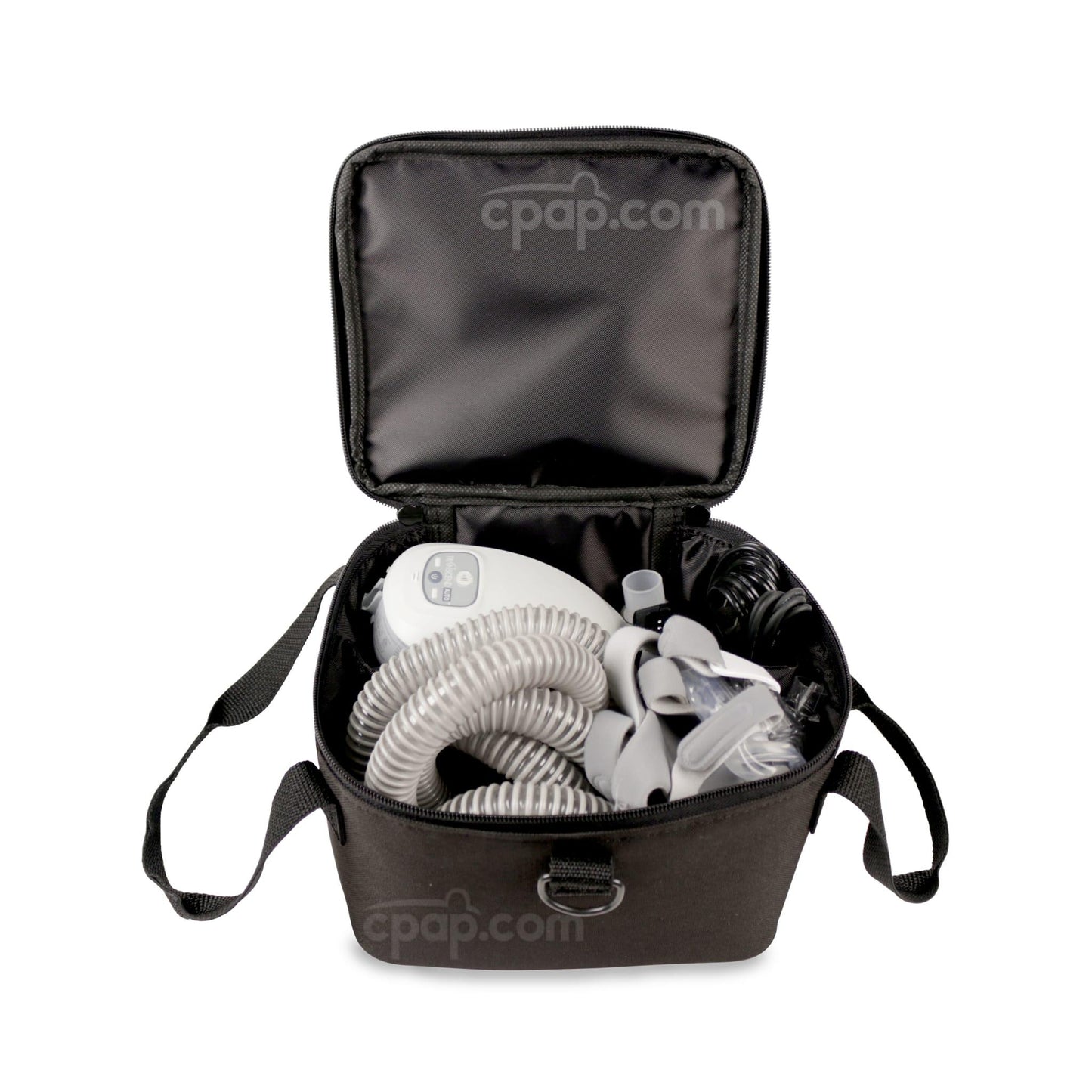 Front View of the Travel Bag Holding a Small CPAP Machine and CPAP Accessories (CPAP Machine and Accessories Not Included)